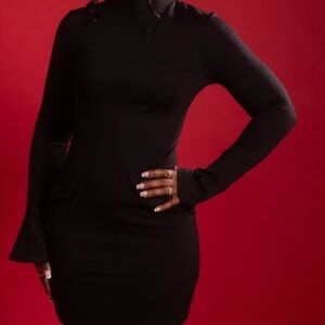 Elegant Black Long-Sleeve Dress